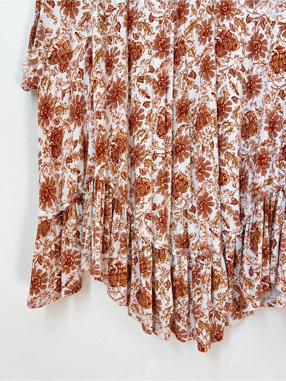 Free People Olivia Printed Tunic Floral Mini Dress Top Women's XL Boho